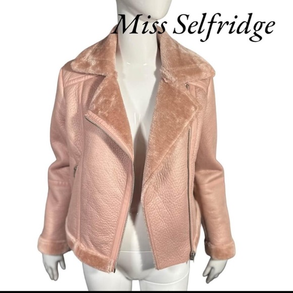 MISS SELFRIDGE PINK AVIATOR JACKET (SIZE 4) (NEW WITH TAG) - Picture 5 of 7